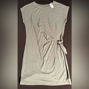 NWT Aerie Heathered Olive Green Tie Waist T Shirt Dress Medium Casual